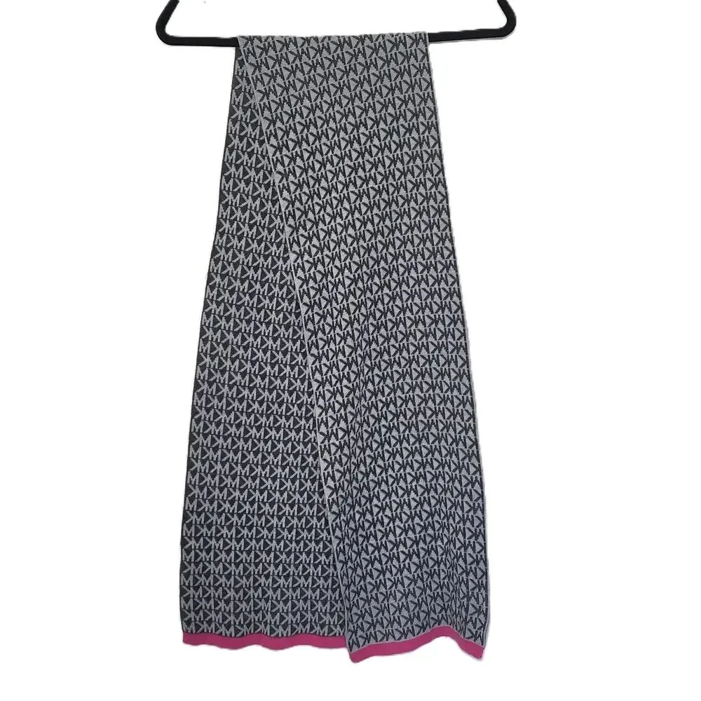 Michael Kors Logo Scarf Gray and‎ Pink